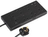 UK Extension Lead Cable Electric Mains Power 1 2 3 4 6 8 10 Gang Way Plug Socket