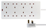 UK Extension Lead Cable Electric Mains Power 1 2 3 4 6 8 10 Gang Way Plug Socket