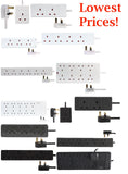 UK Extension Lead Cable Electric Mains Power 1 2 3 4 6 8 10 Gang Way Plug Socket
