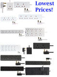 UK Extension Lead Cable Electric Mains Power 1 2 3 4 6 8 10 Gang Way Plug Socket